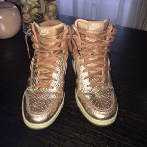 Rose gold heeled nikes
